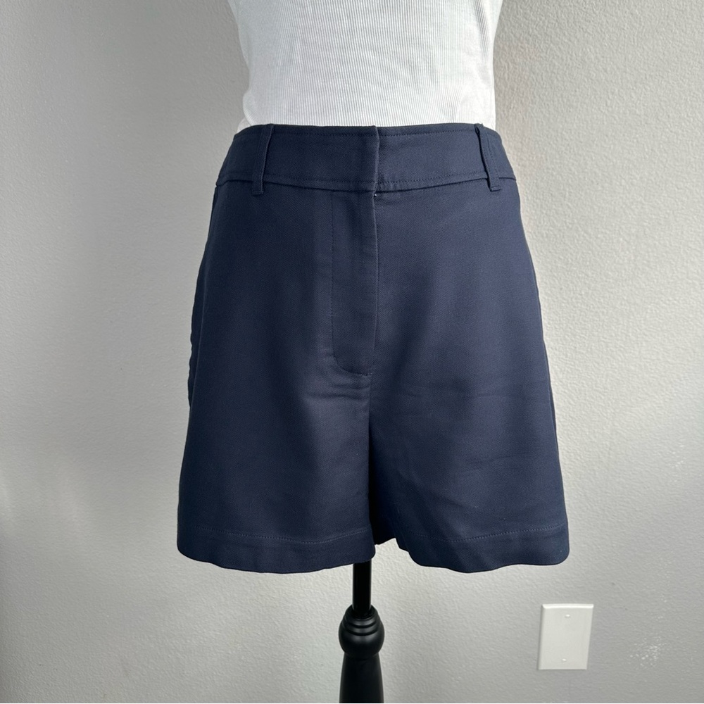 BODEN Classic Chino Shorts Womens US 12 Navy Blue High Waisted Flat Front New